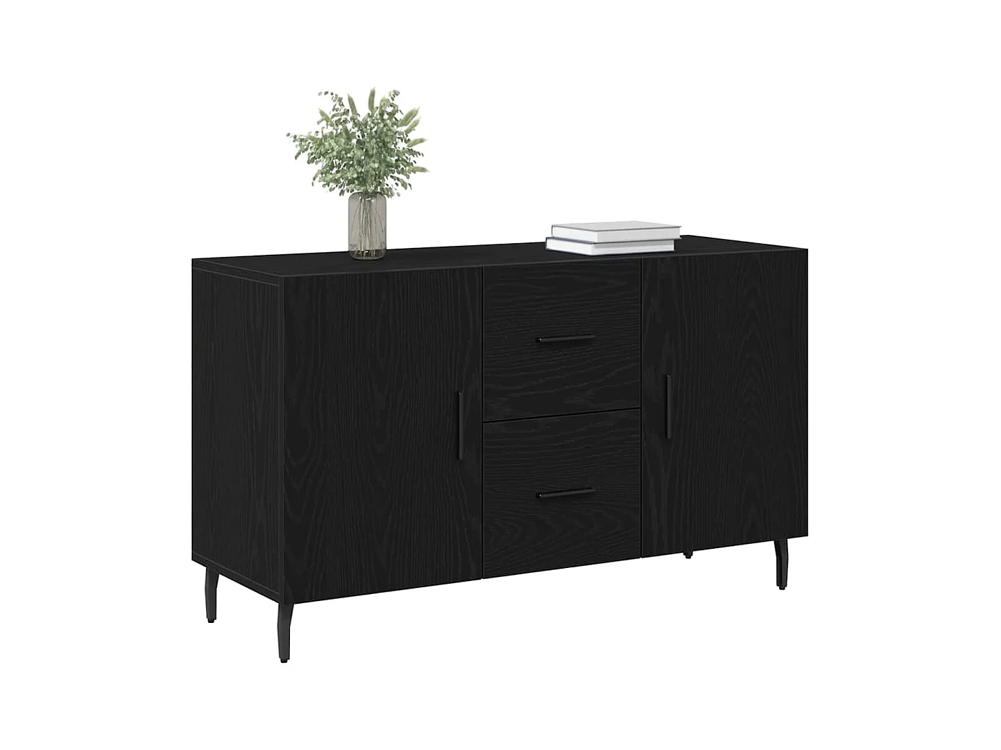 Credenza | Mobile | Armadio contenitore Nero Rovere 100x36x60 cm in legno ingegnerizzato