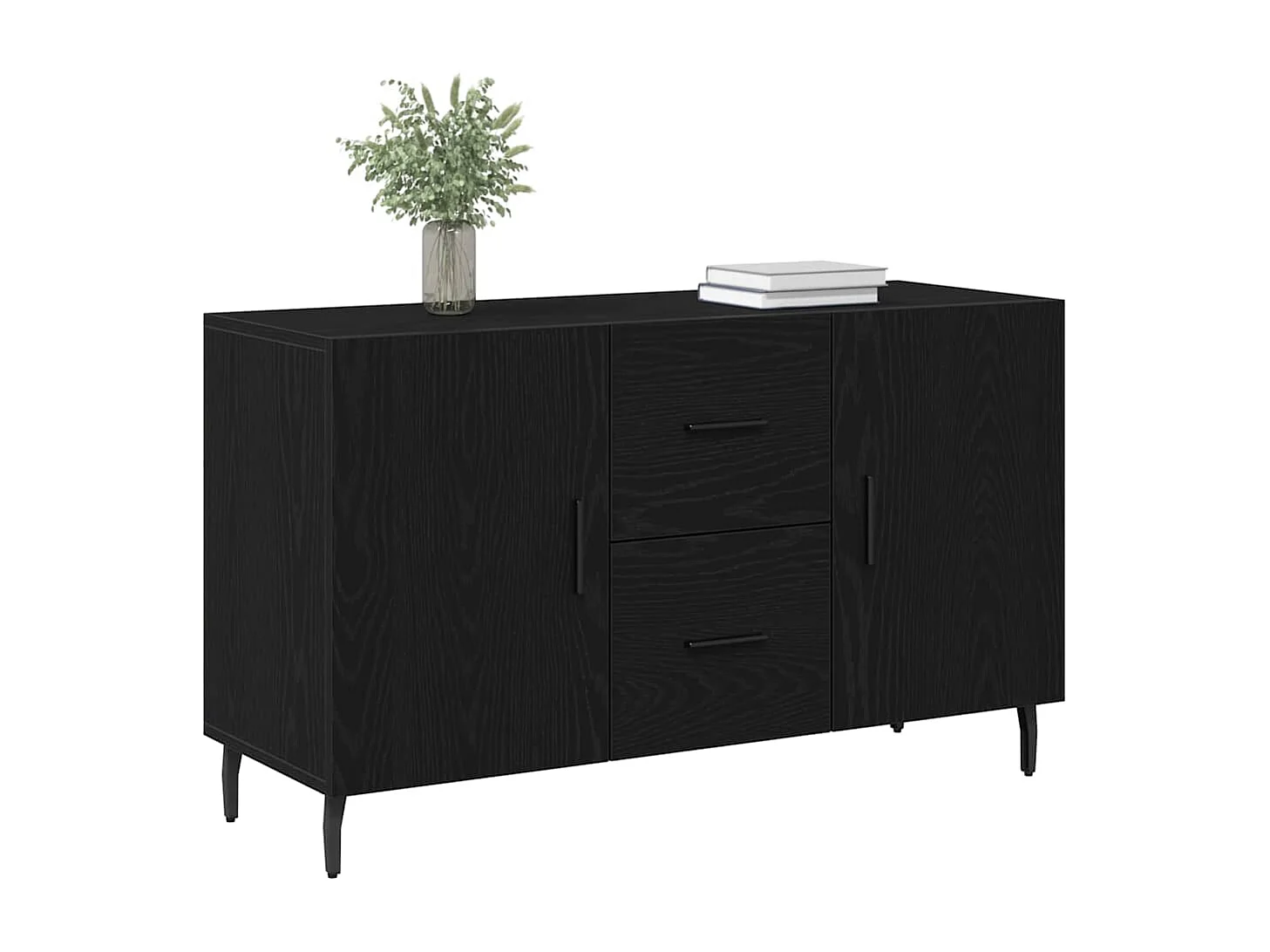 Credenza | Mobile | Armadio contenitore Nero Rovere 100x36x60 cm in legno ingegnerizzato