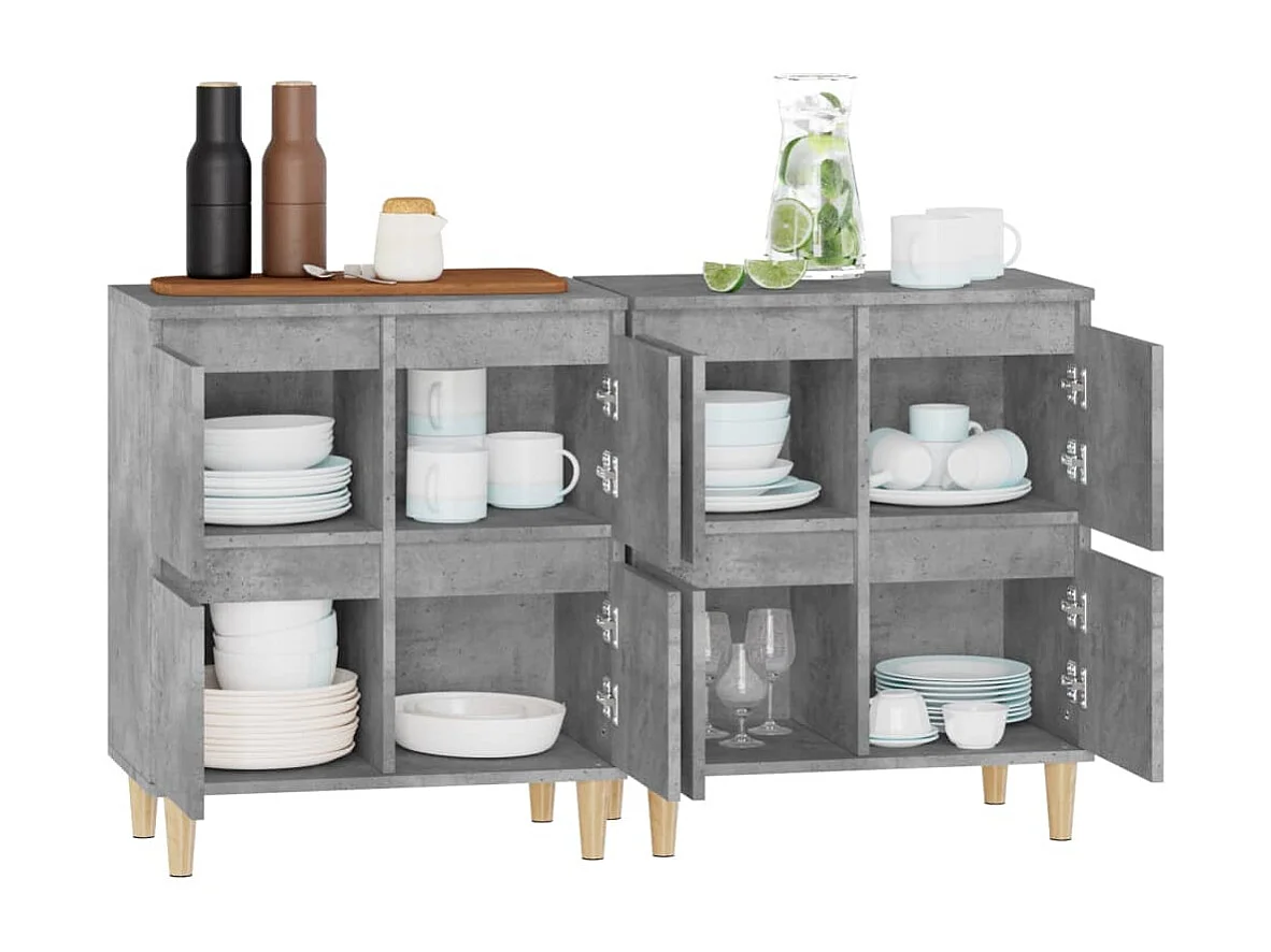 Buffets | Bahuts | Meuble de rangement 2 pcs gris béton 60x35x70 cm bois d'ingénierie