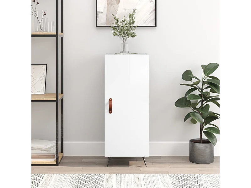 Buffet | Bahut | Meuble de rangement Blanc brillant 34,5x34x90 cm Bois d'ingénierie