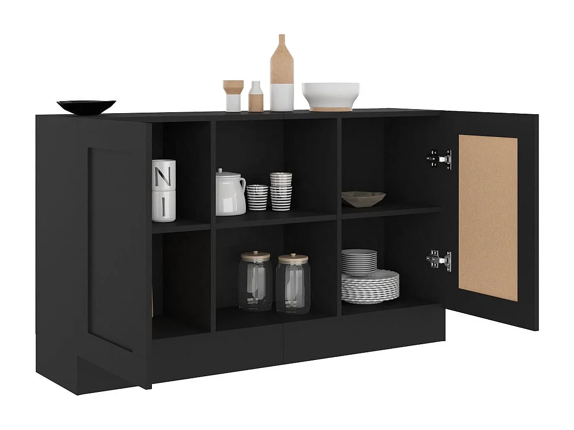 Credenza | Buffet | Armadio Nera 120x30,5x70 cm in Legno Multistrato