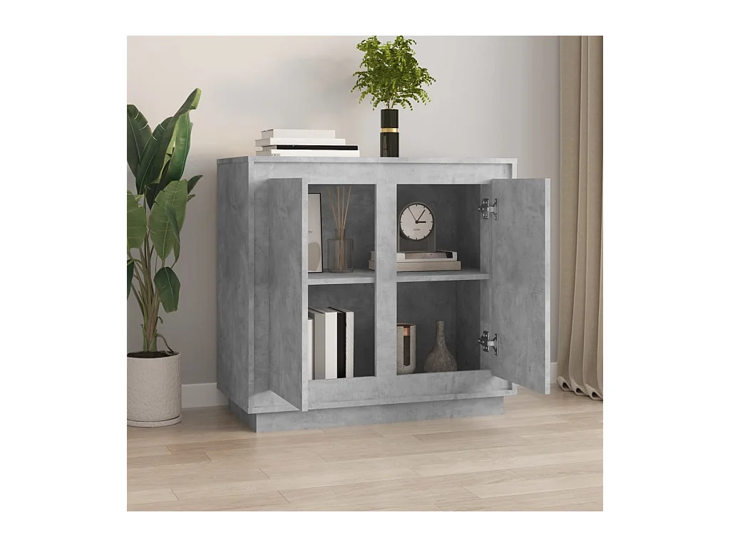 Buffet | Bahut | Meuble de rangement gris béton 80x34x75 cm bois d'ingénierie