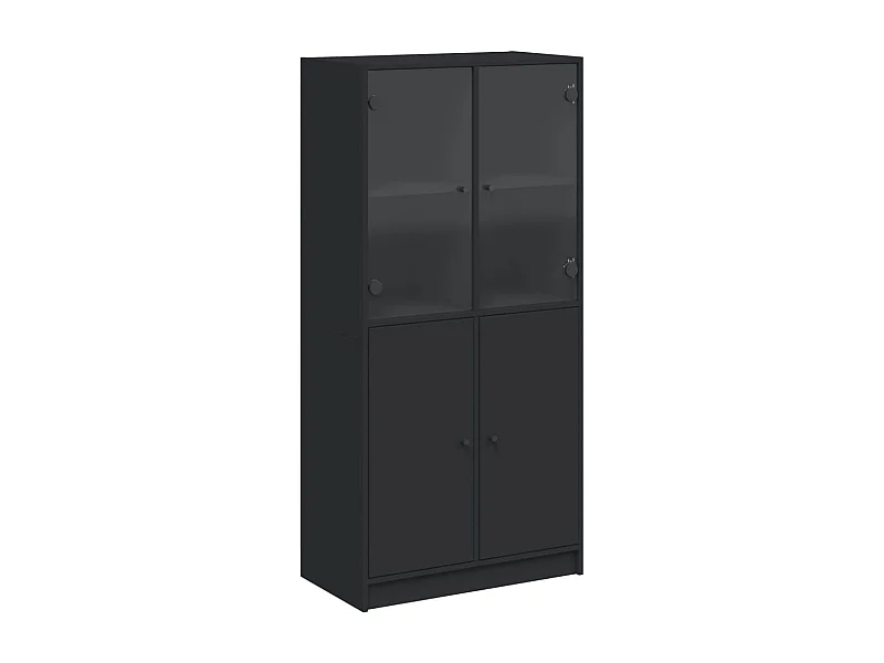 Credenza | Buffet | Armadio con Ante Nera 68x37x142 cm in Legno Multistrato