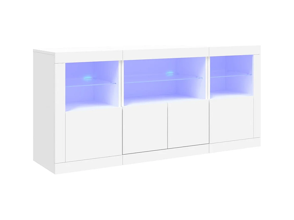 Credenza | Buffet | Armadio con Luci LED Bianca 142,5x37x67 cm