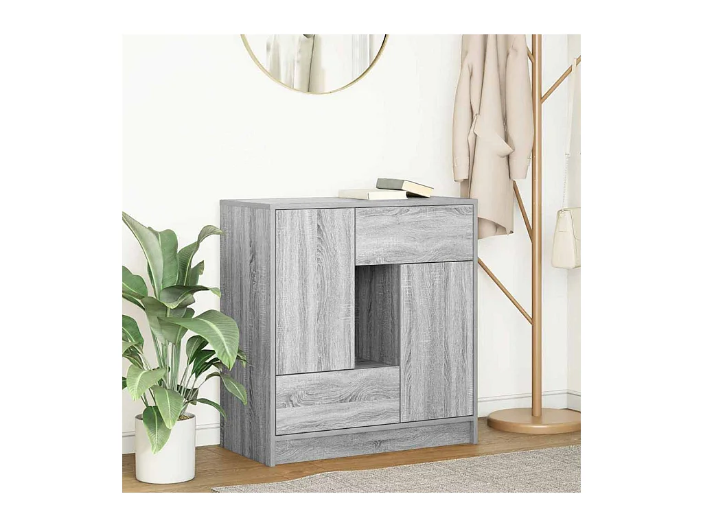 Credenza | Buffet | Armadio con Cassetti e Ante Grigio Sonoma 70,5x34x74,5 cm