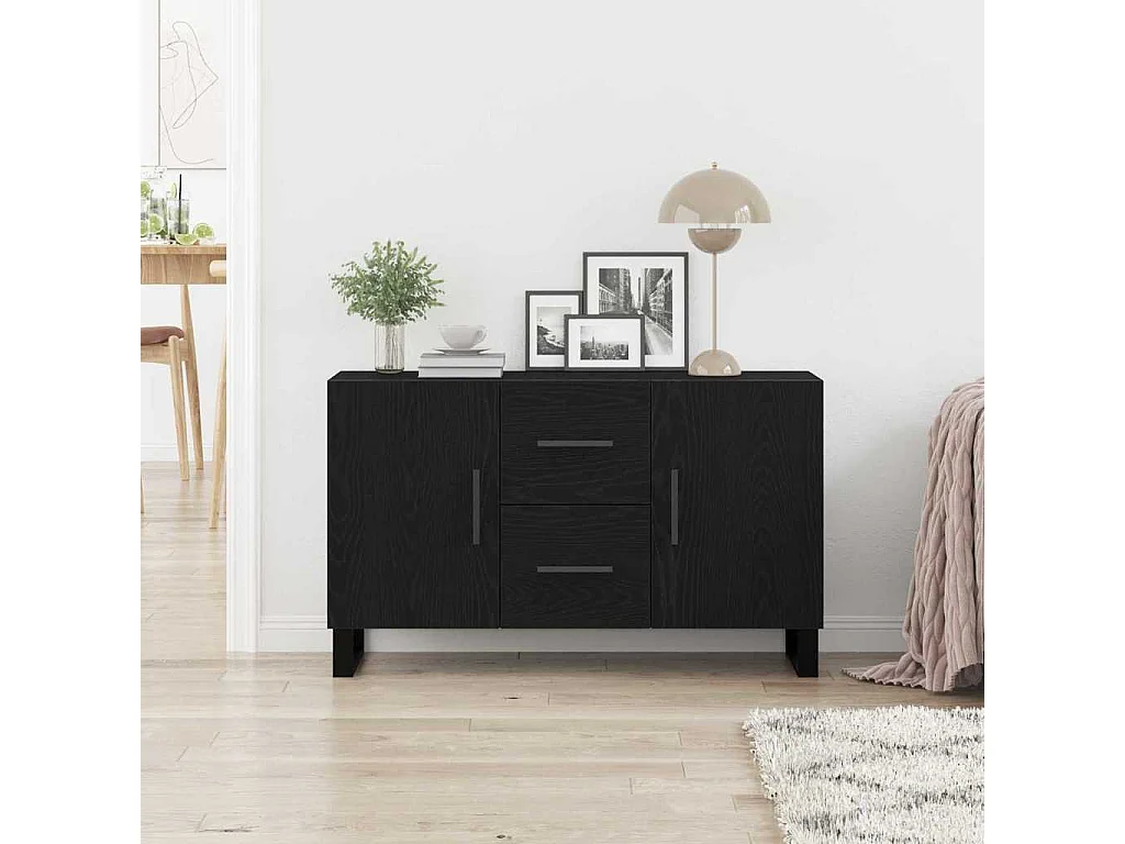 Sideboard | Credenza | Armadio Nero Rovere 100x36x60 cm Legno ingegnerizzato