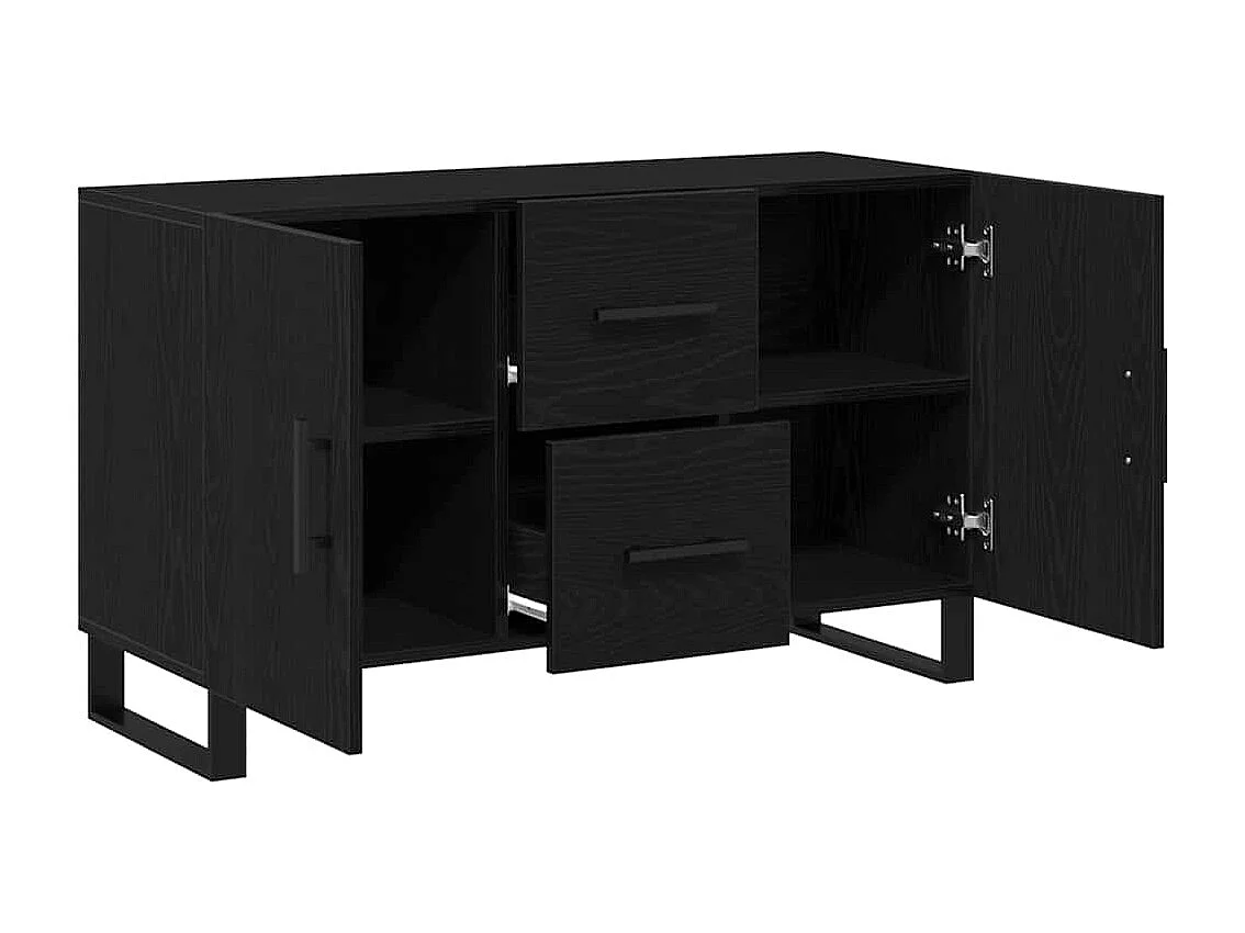 Sideboard | Credenza | Armadio Nero Rovere 100x36x60 cm Legno ingegnerizzato