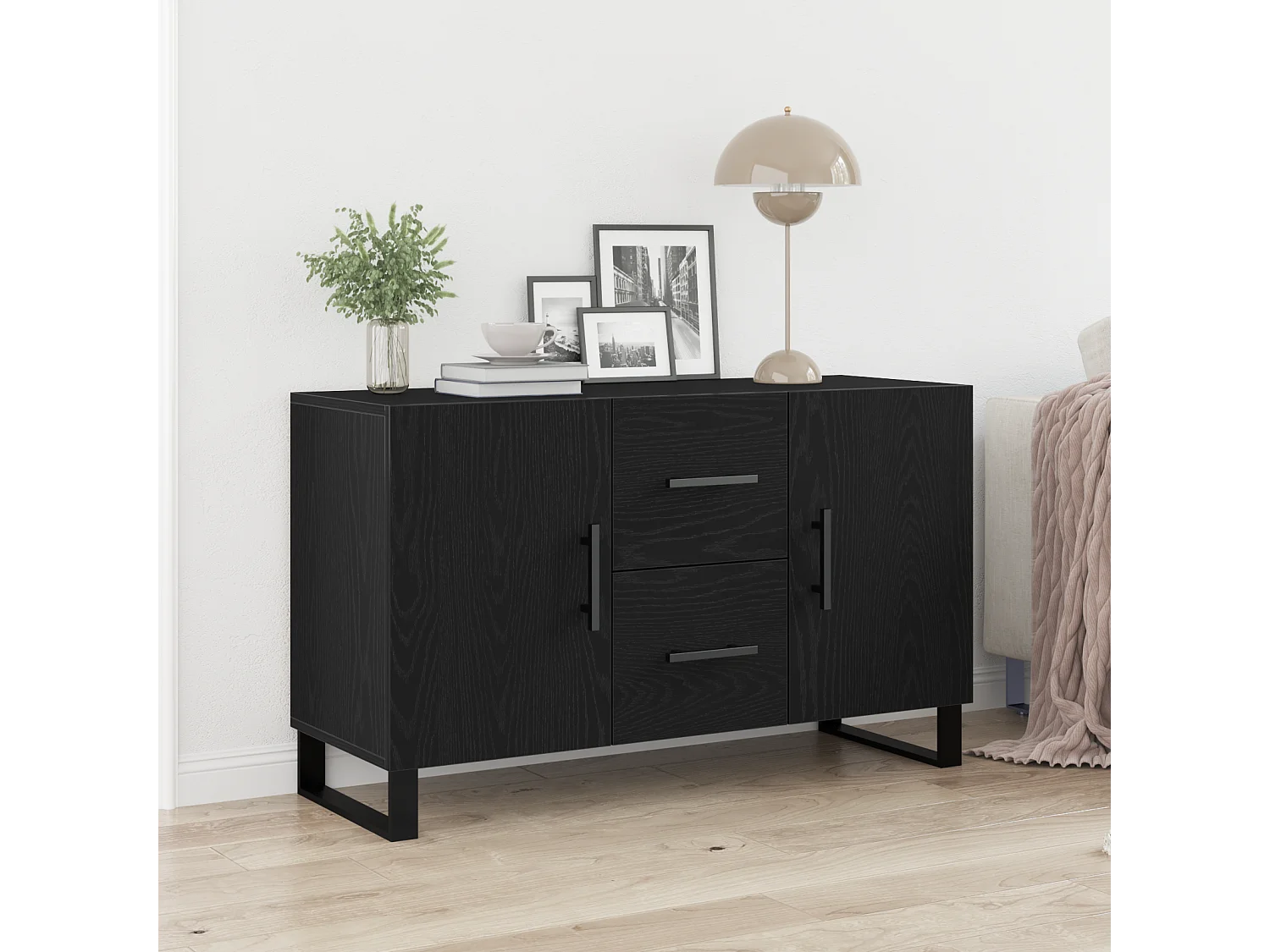 Buffet | Bahut | Meuble de rangement Noir Chêne 100x36x60 cm Bois d'ingénierie