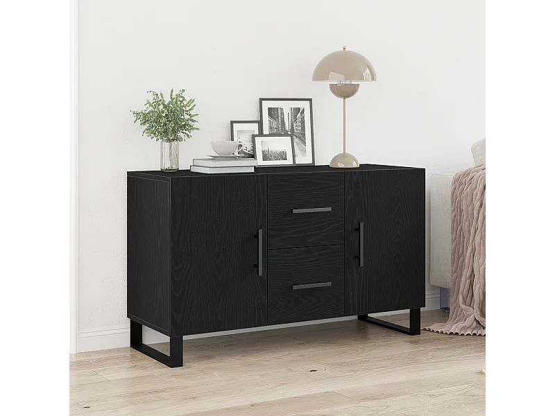 Sideboard | Credenza | Armadio Nero Rovere 100x36x60 cm Legno ingegnerizzato