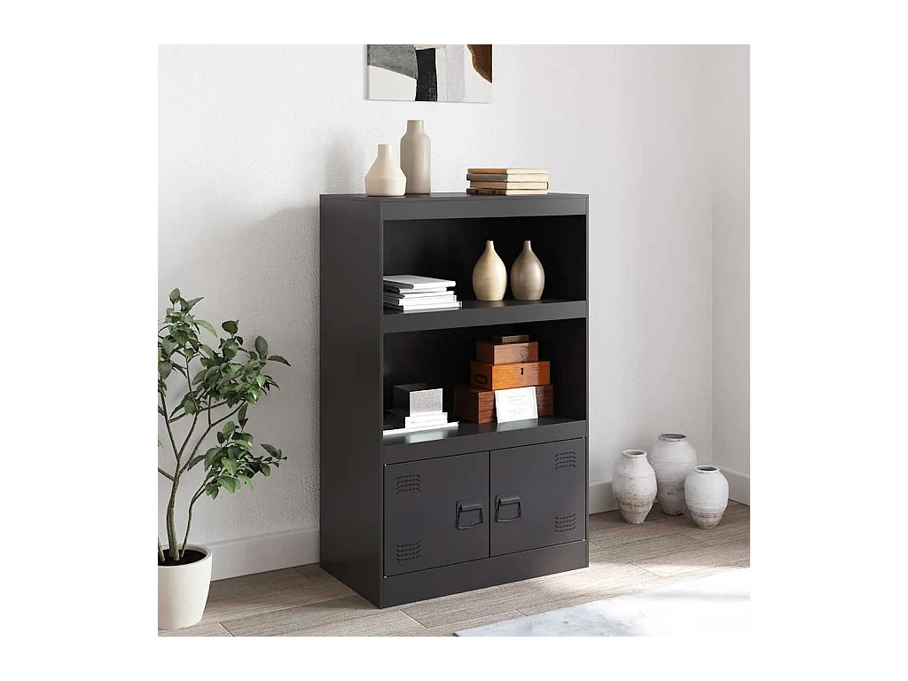 Buffet | Bahut | Meuble de rangement noir 67x39x107 cm acier