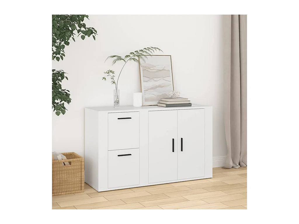 Credenza | Buffet | Armadio Bianca 100x33x59,5 cm in Legno Multistrato