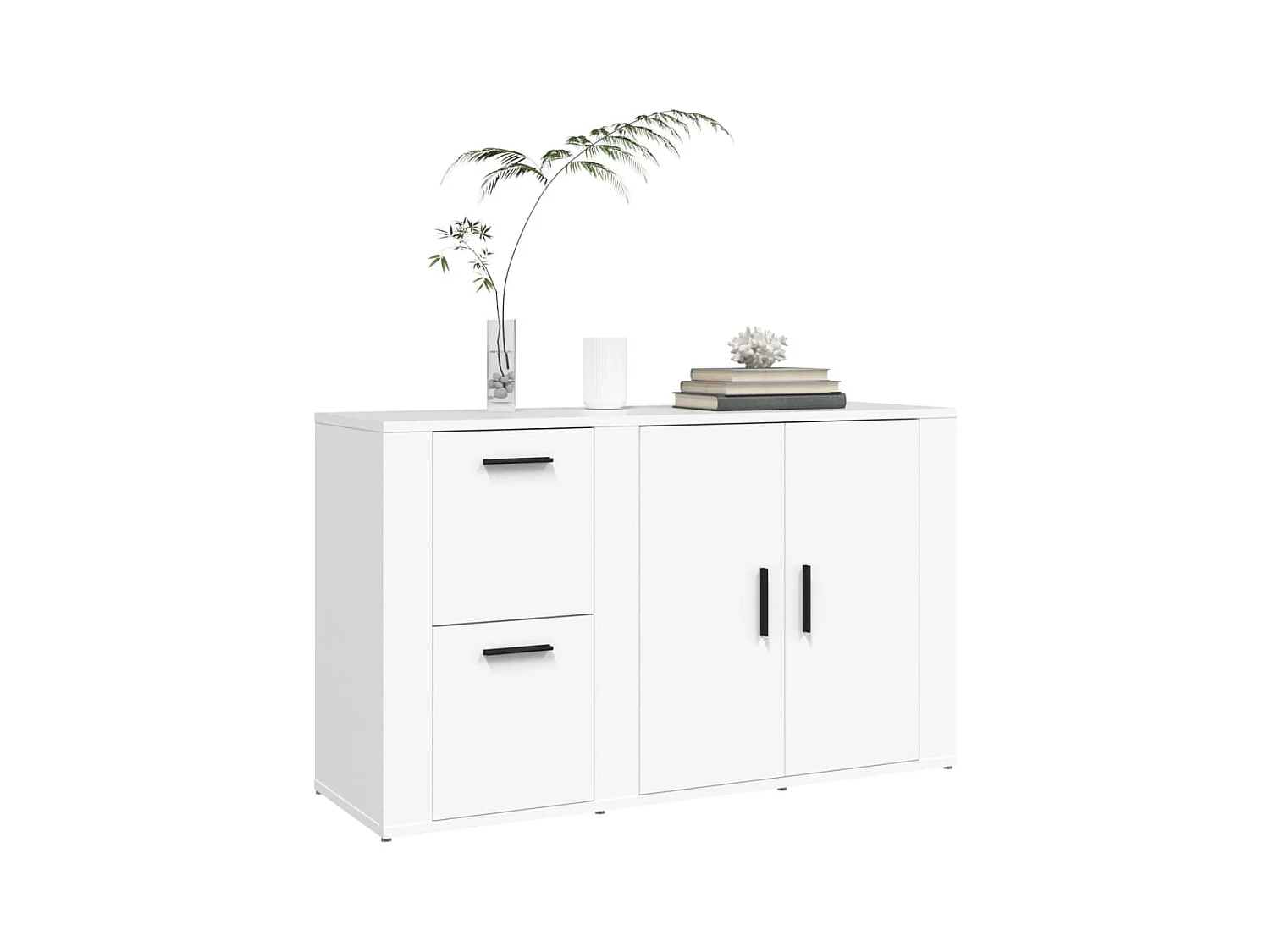 Credenza | Buffet | Armadio Bianca 100x33x59,5 cm in Legno Multistrato