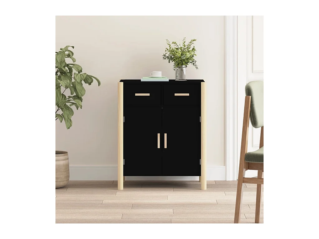 Credenza | Buffet | Armadio Nera 62x38x75 cm in Legno Multistrato
