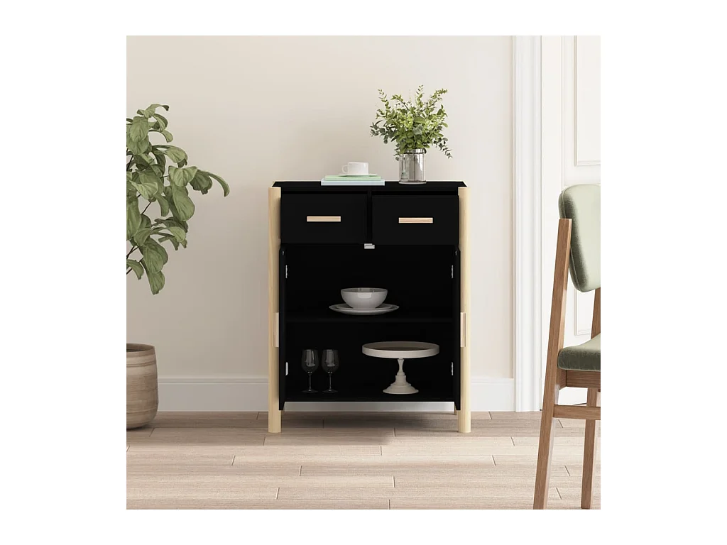 Credenza | Buffet | Armadio Nera 62x38x75 cm in Legno Multistrato