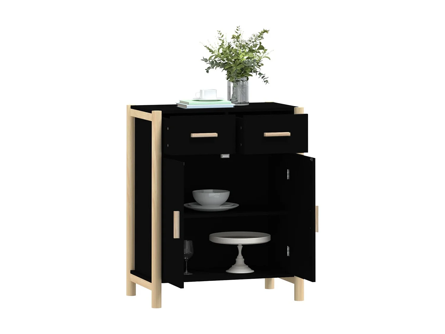 Buffet | Bahut | Meuble de rangement Noir 62x38x75 cm Bois d'ingénierie
