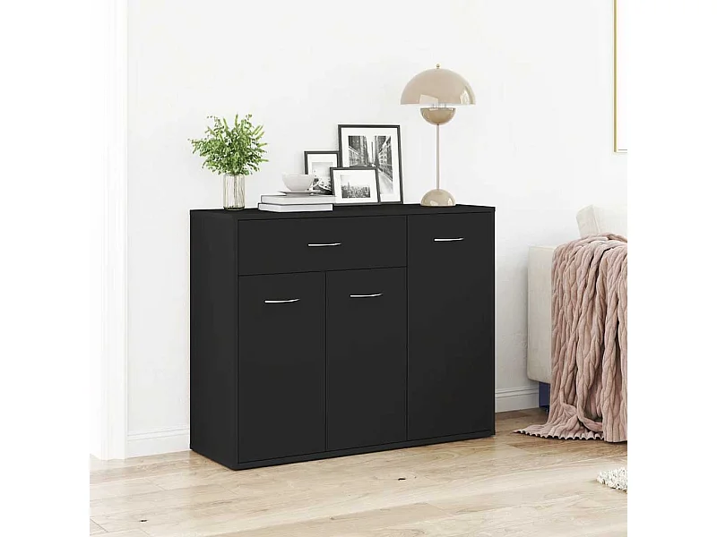 Credenza | Buffet | Armadio Nera 88x30x70 cm in Legno Multistrato