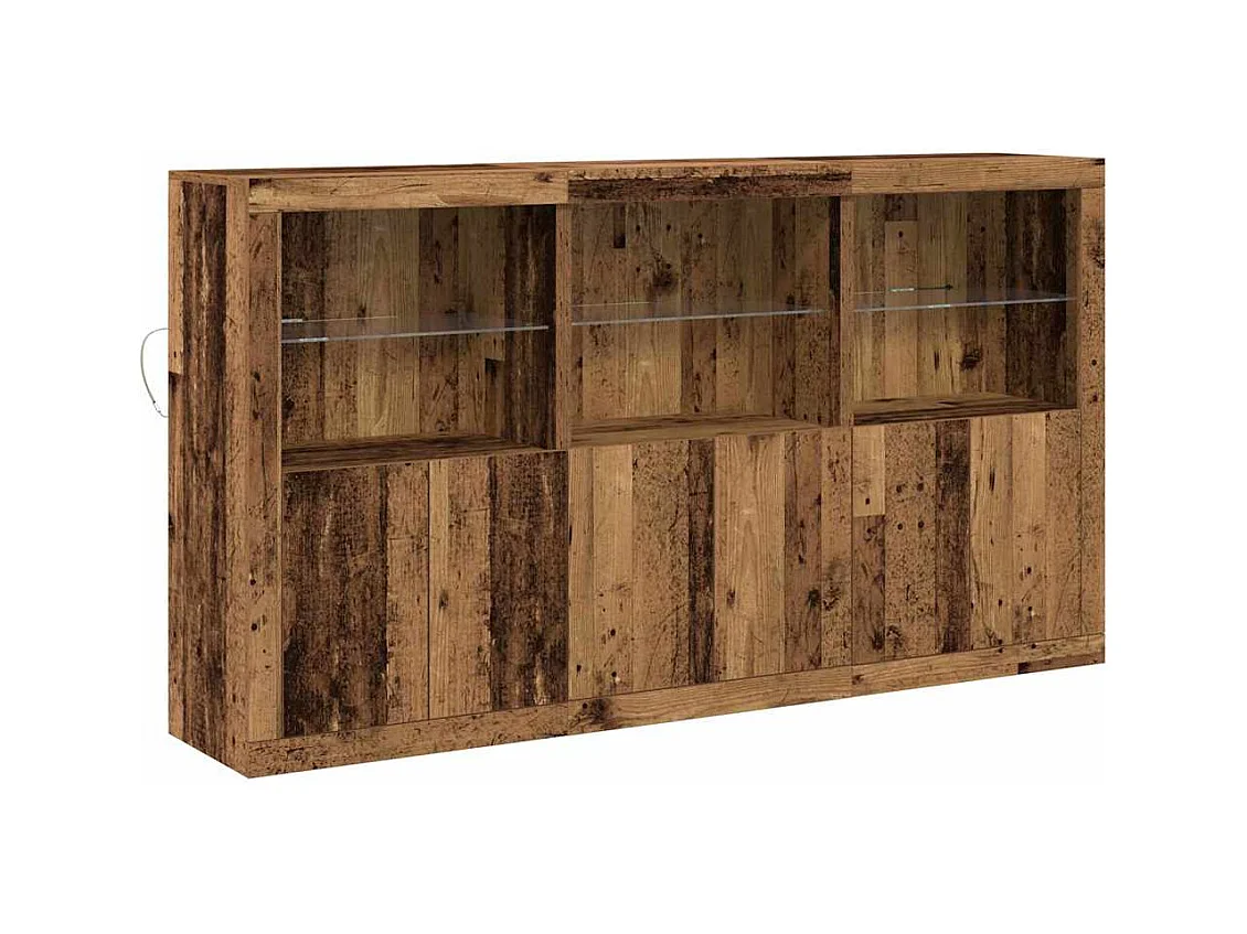 Buffet | Bahut | Meuble de rangement avec lumières LED Bois ancien 181,5 x 37 x 100 cm