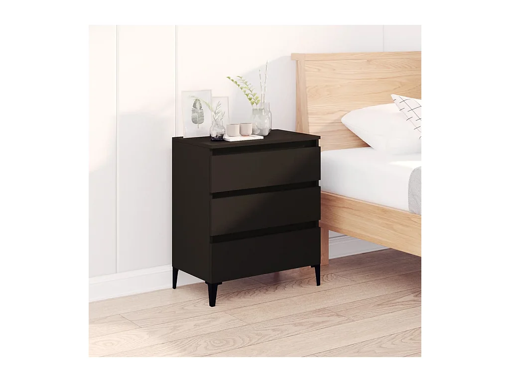 Credenza | Buffet | Armadio Nero 60x35x70 cm in Legno Multistrato