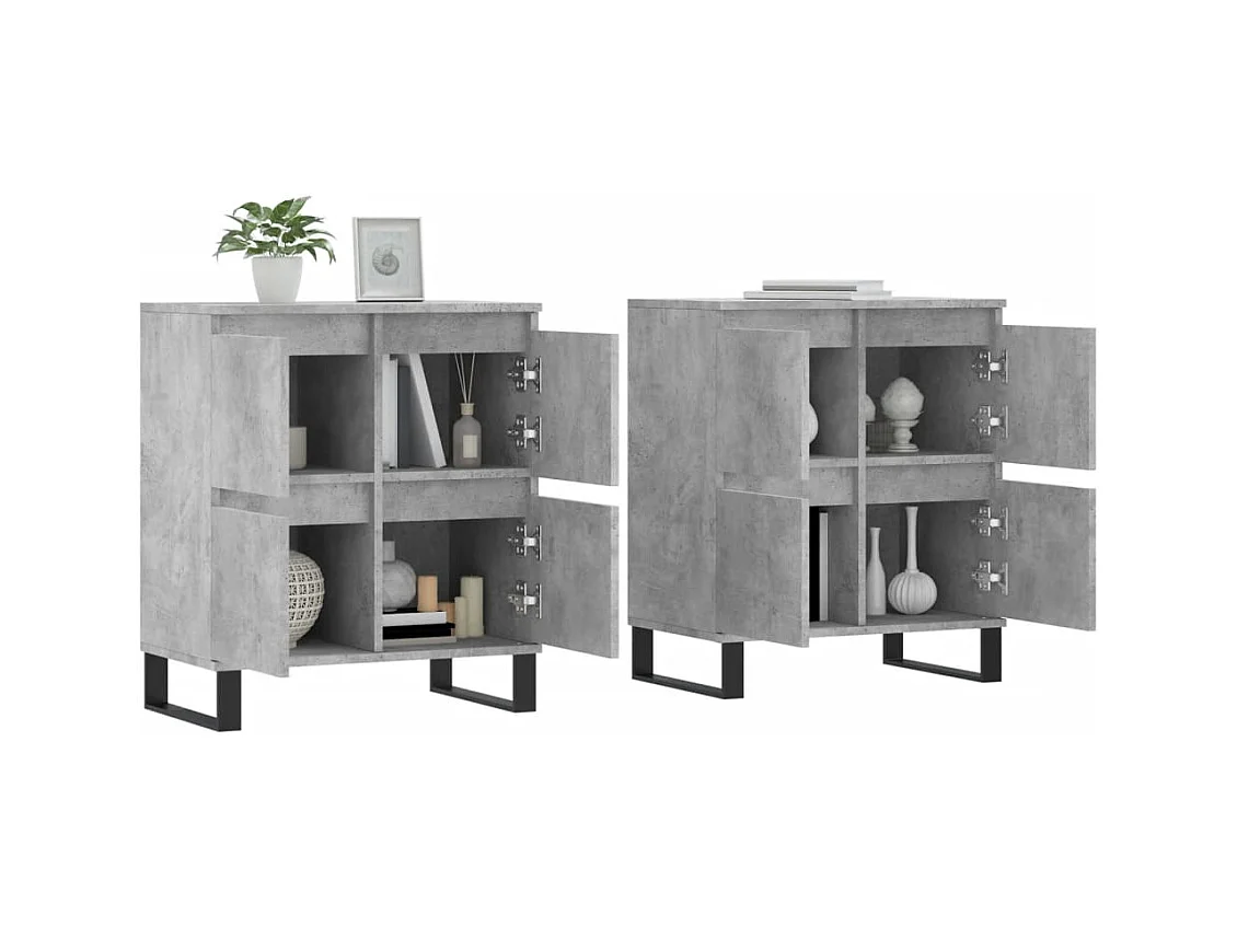 Credenze | Buffet | Armadi 2 pz Grigio Cemento in Legno Multistrato