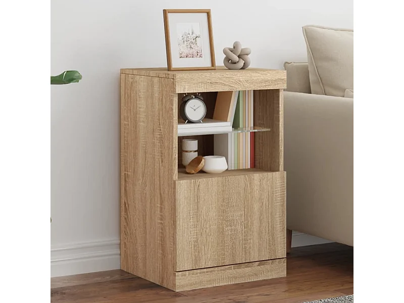 Buffet | Bahut | Meuble de rangement avec lumières LED chêne sonoma 41x37x67 cm