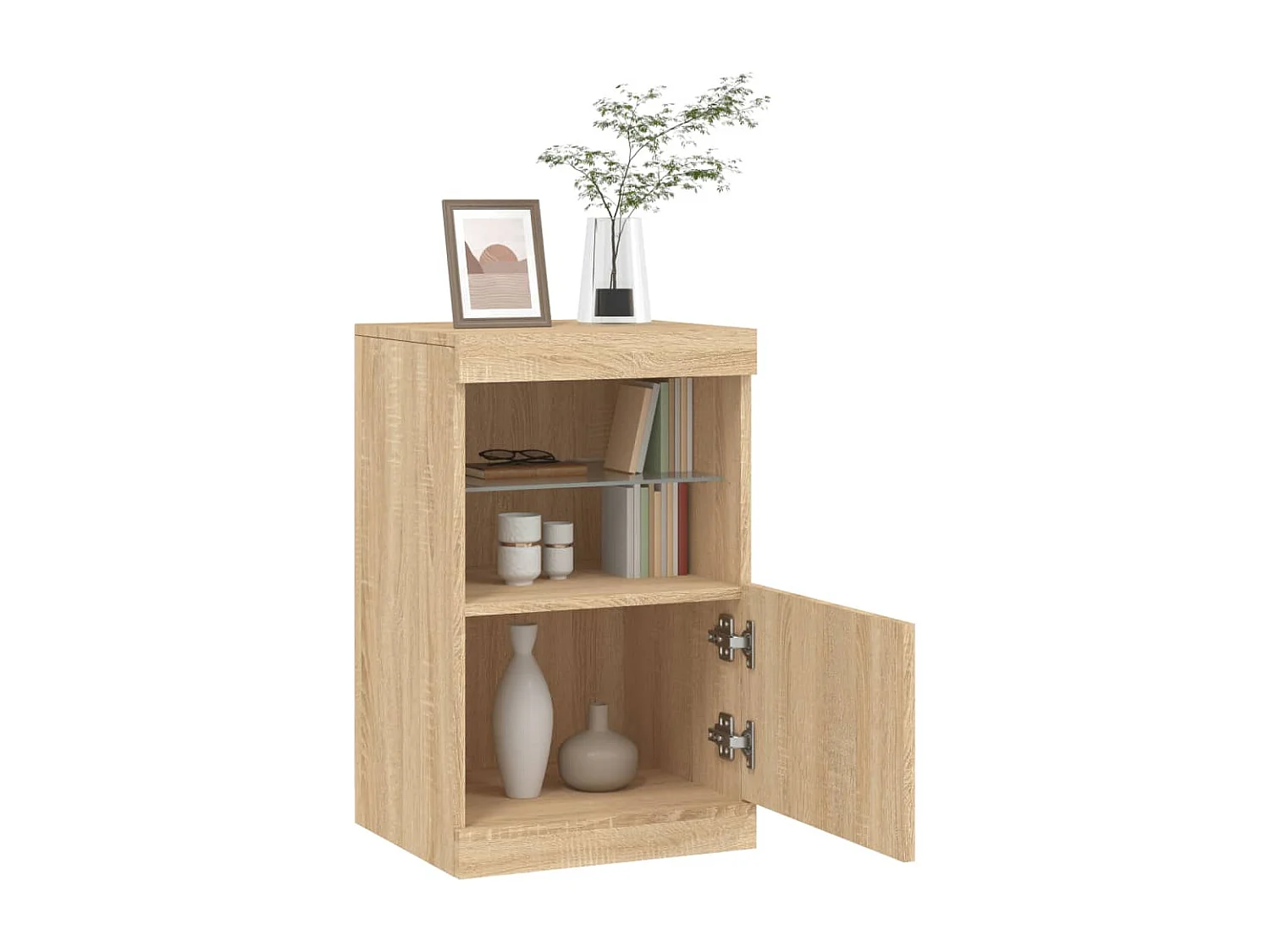 Buffet | Bahut | Meuble de rangement avec lumières LED chêne sonoma 41x37x67 cm