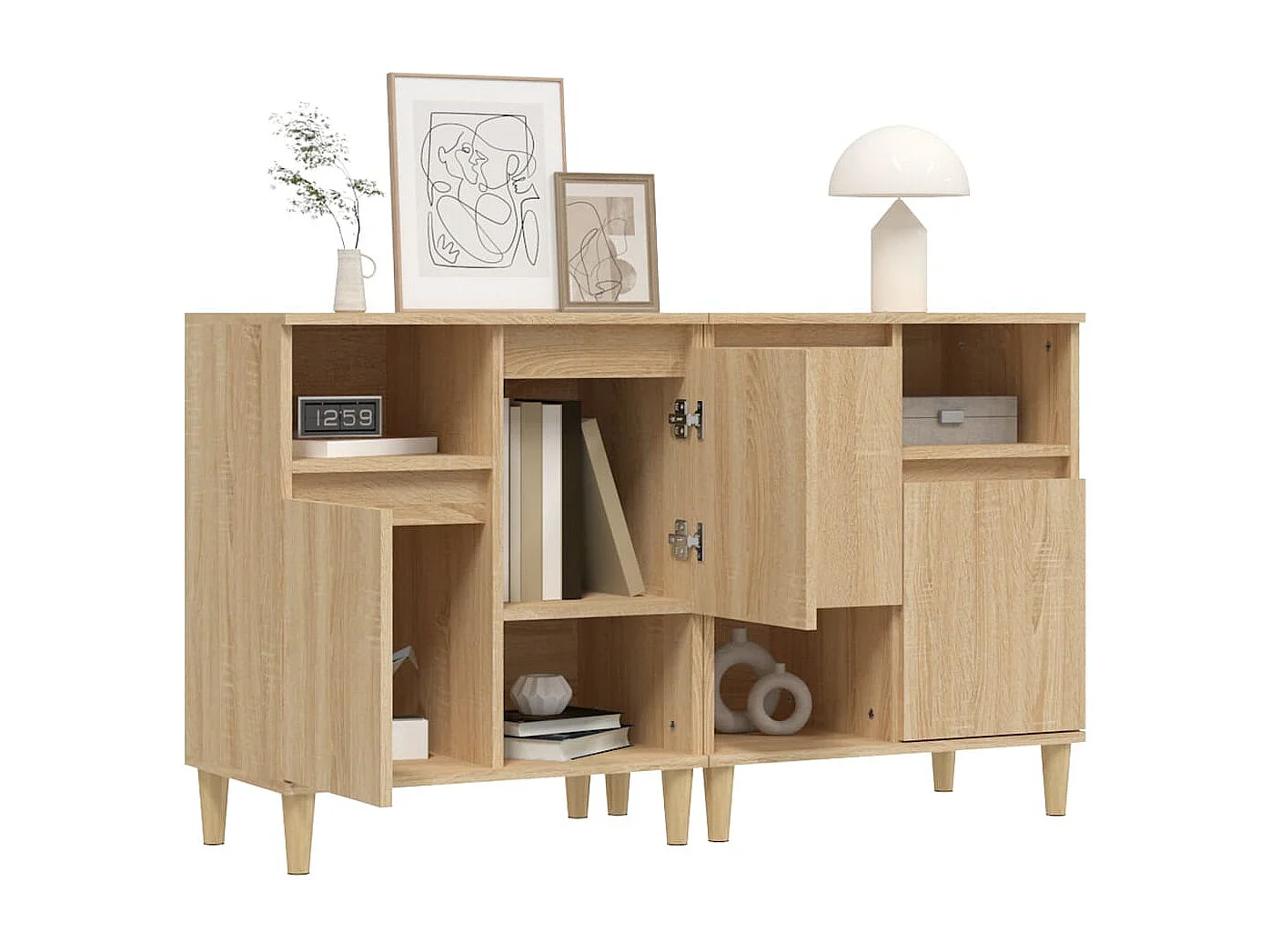 Buffets | Bahuts | Meuble de rangement 2 pcs chêne sonoma 60x35x70 cm bois d'ingénierie