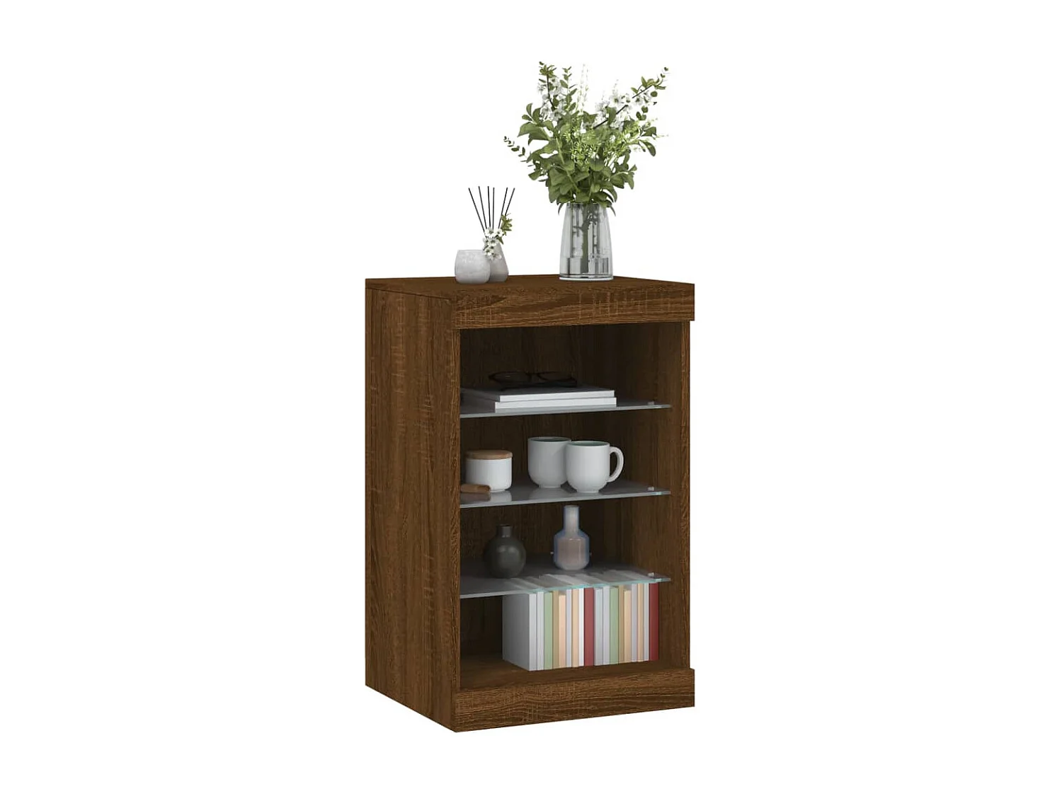 Buffet | Bahut | Meuble de rangement avec lumières LED chêne marron 41x37x67 cm