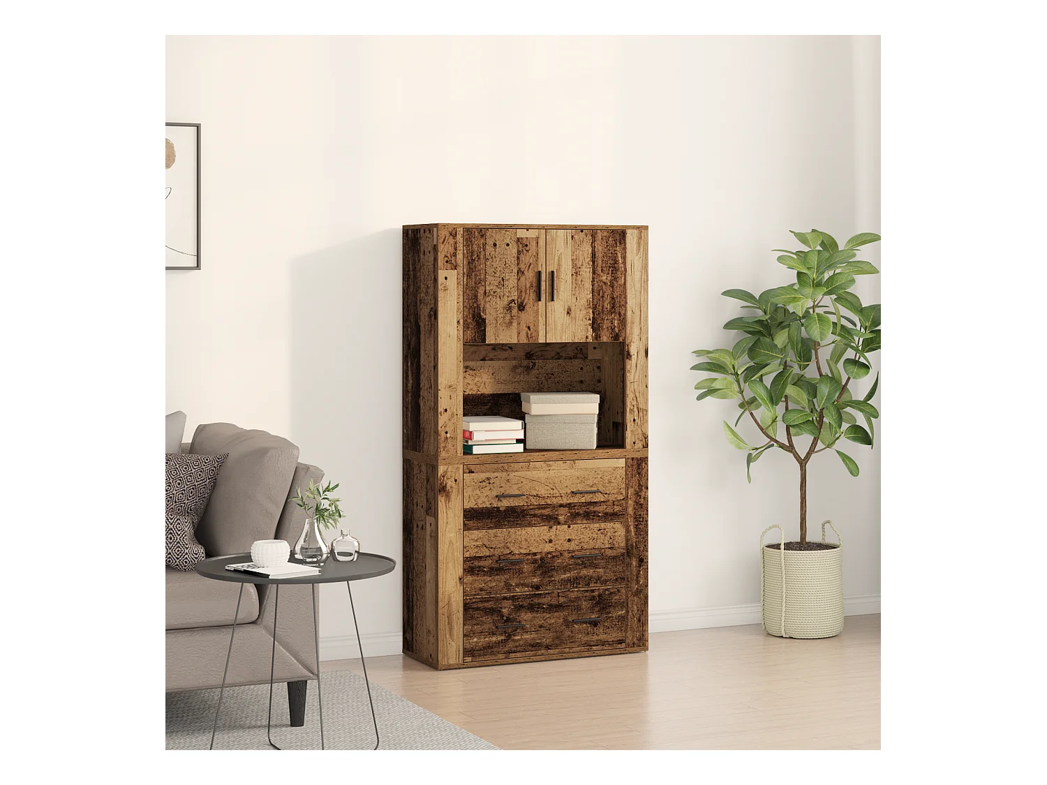 Buffet | Commode à tiroir | Meuble de rangement en bois ancien 80x33x150 cm