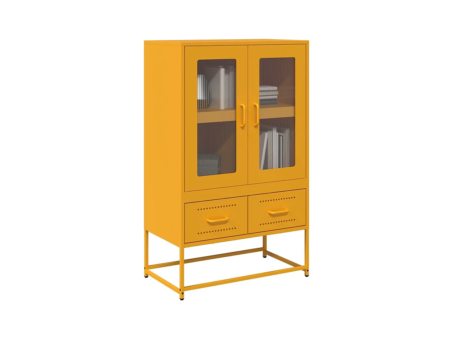 Buffet | Commode à tiroir | Meuble de rangement haut jaune moutarde 68x39x111,5 cm acier