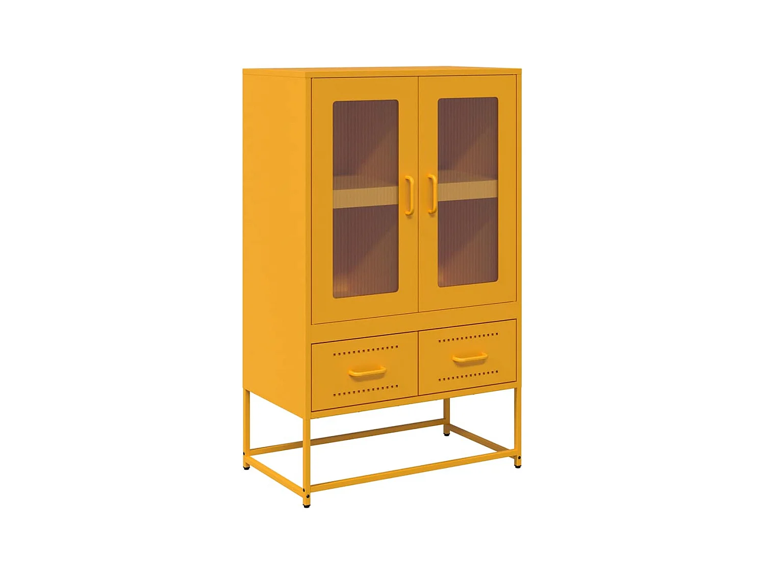 Buffet | Commode à tiroir | Meuble de rangement haut jaune moutarde 68x39x111,5 cm acier