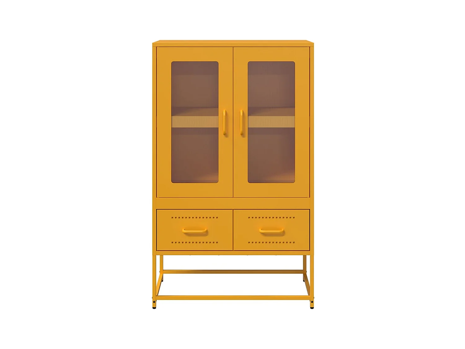 Buffet | Commode à tiroir | Meuble de rangement haut jaune moutarde 68x39x111,5 cm acier