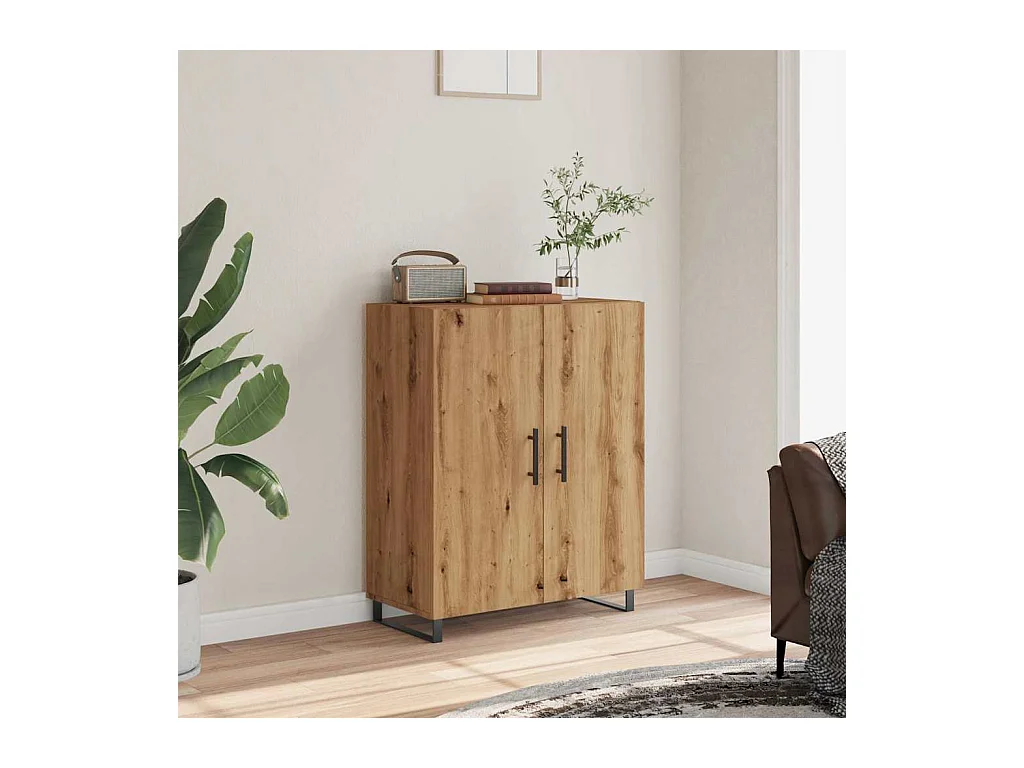 Buffet | Bahut | Meuble de rangement chêne artisanal 69,5x34x90 cm bois d'ingénierie