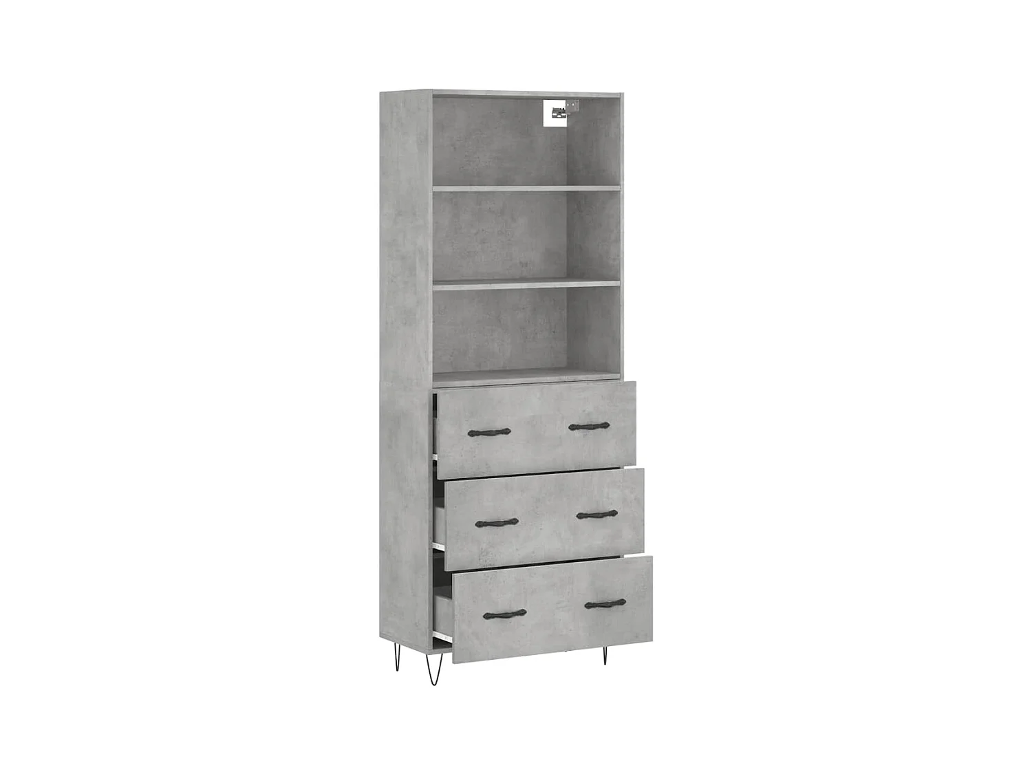 Buffet | Bahut | Meuble de rangement haut Gris béton 69,5x34x180 cm Bois d'ingénierie