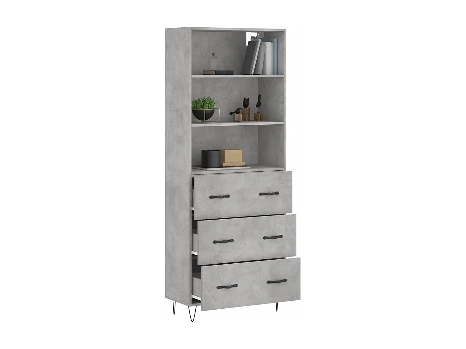 Credenza | Buffet | Armadio Grigio Cemento 69,5x34x180 cm in Legno Multistrato