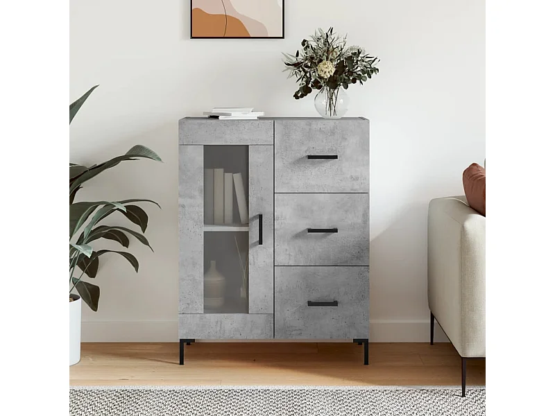 Credenza | Buffet | Armadio Grigio Cemento 69,5x34x90 cm in Legno Multistrato