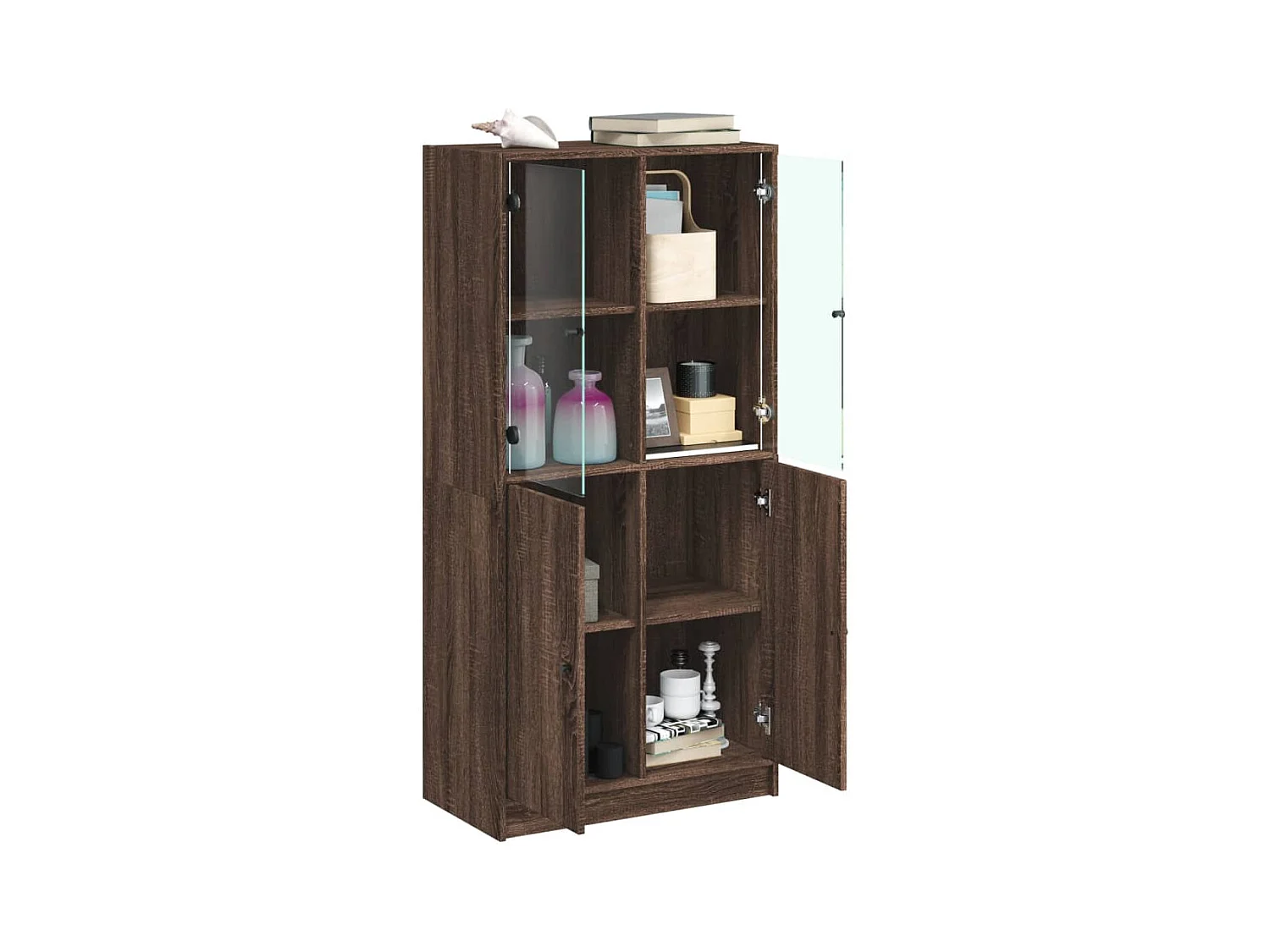 Credenza | Buffet | Armadio con Ante Rovere Marrone 68x37x142 cm Legno Multistrato