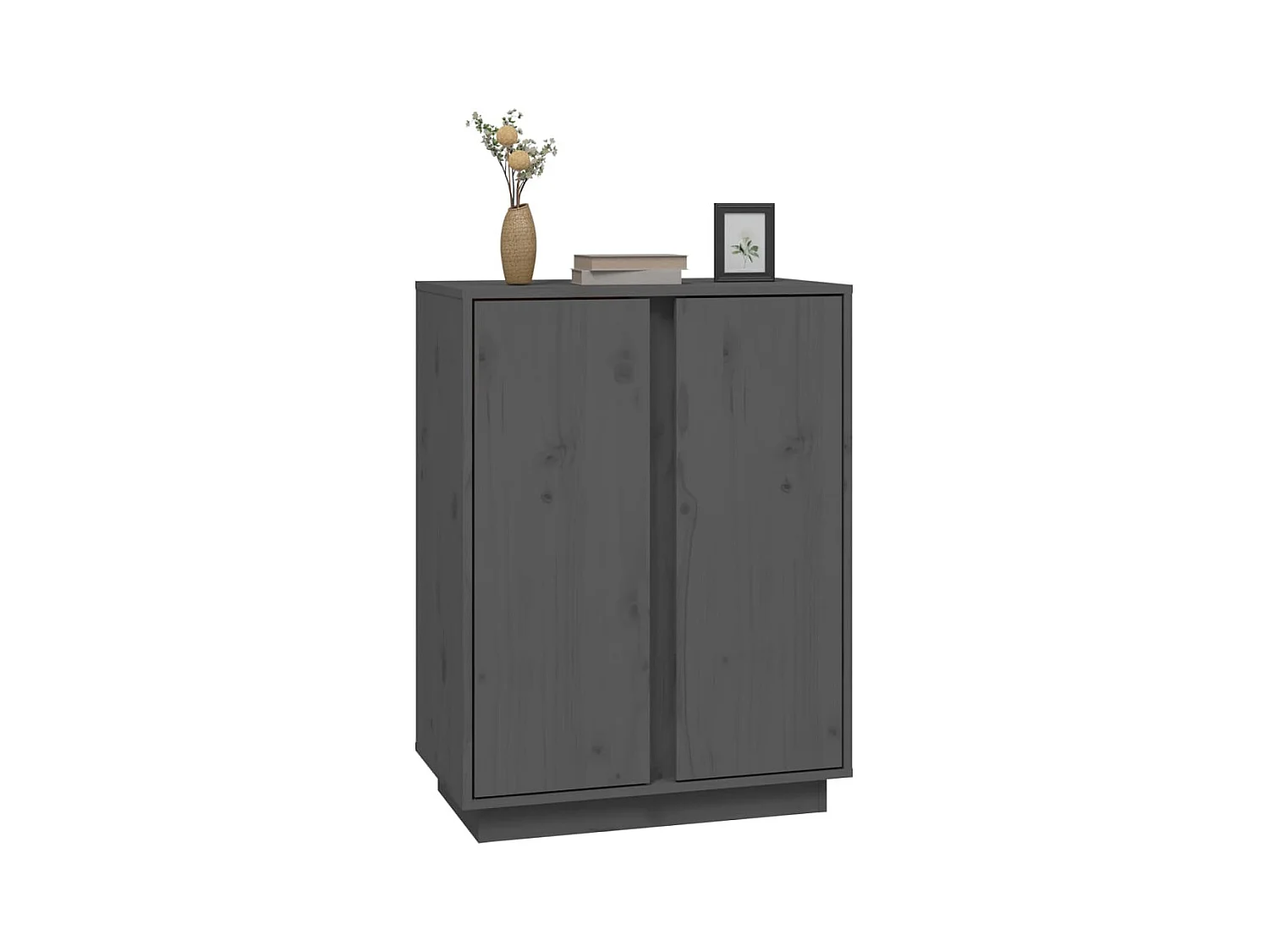 Credenza | Buffet | Armadio Grigia 60x35x80 cm in Legno Massello di Pino