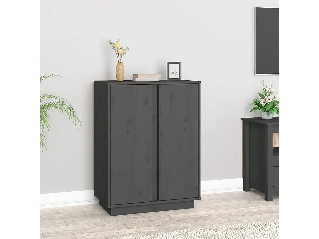 Credenza | Buffet | Armadio Grigia 60x35x80 cm in Legno Massello di Pino