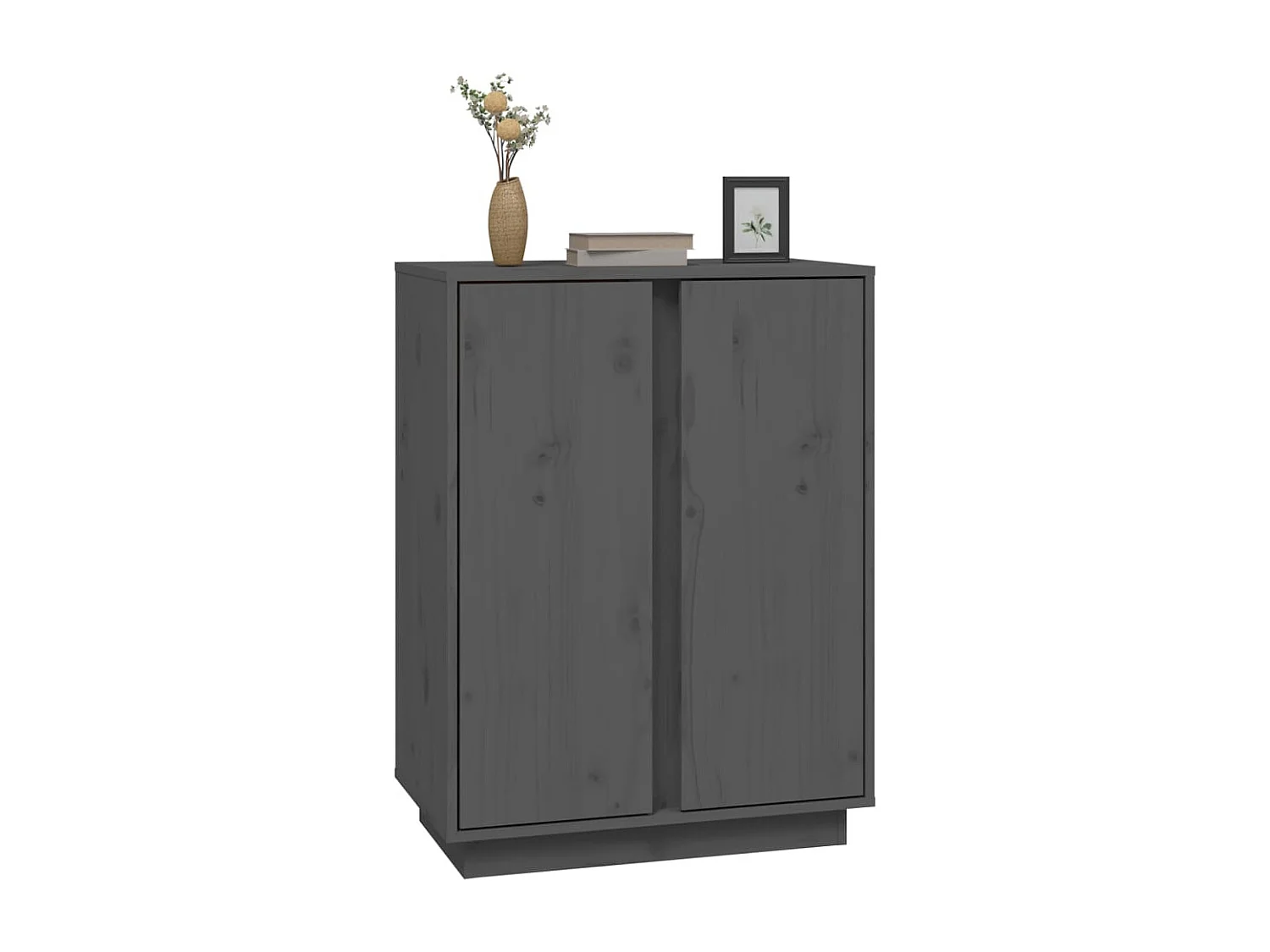 Credenza | Buffet | Armadio Grigia 60x35x80 cm in Legno Massello di Pino