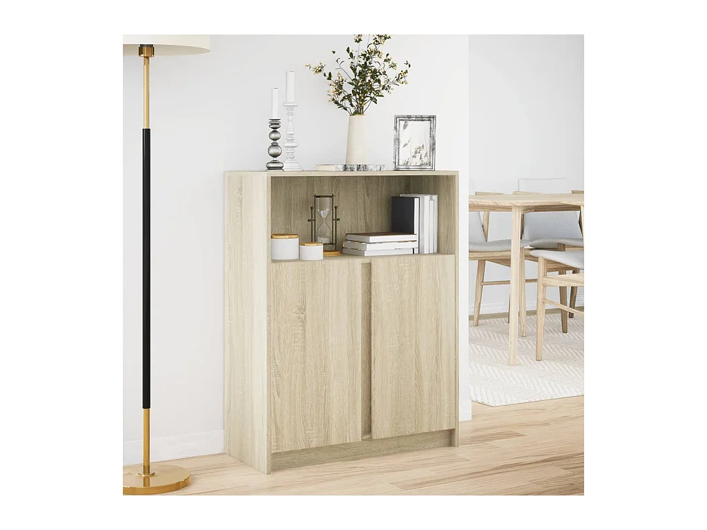 Credenza | Buffet | Armadio con LED Rovere Sonoma 77x34x100cm in Legno Multistrato