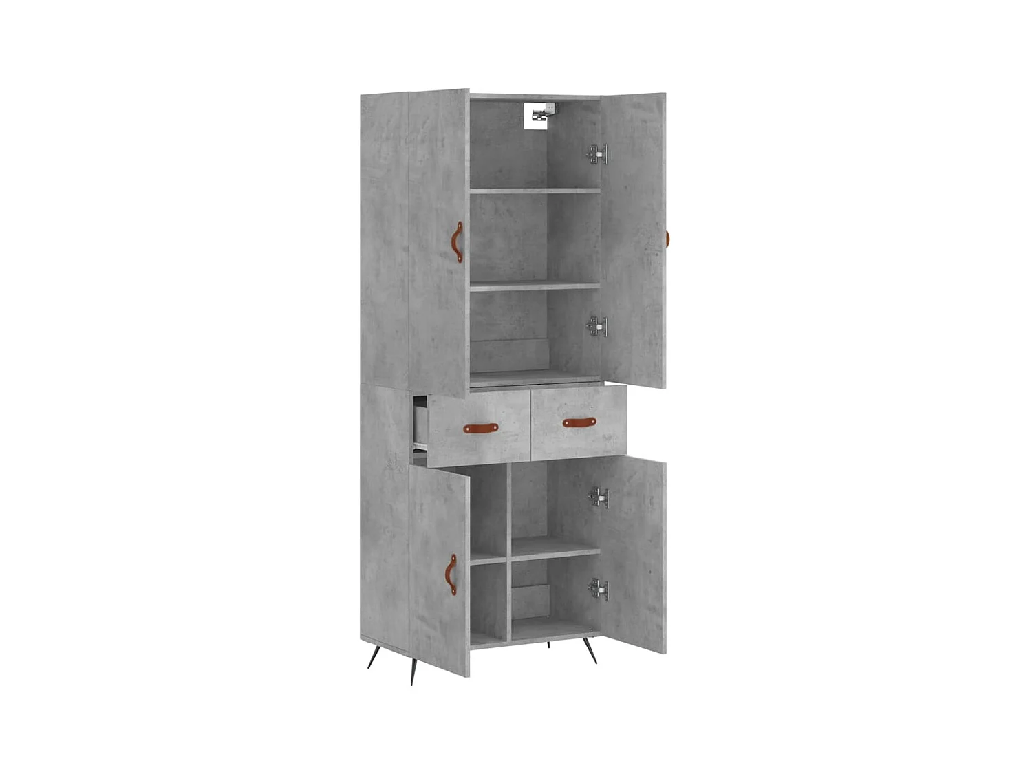 Buffet | Bahut | Meuble de rangement haut Gris béton 69,5x34x180 cm Bois d'ingénierie