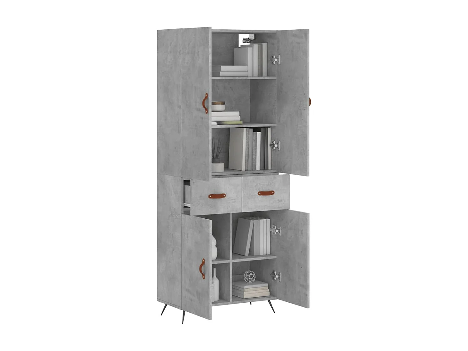 Buffet | Bahut | Meuble de rangement haut Gris béton 69,5x34x180 cm Bois d'ingénierie