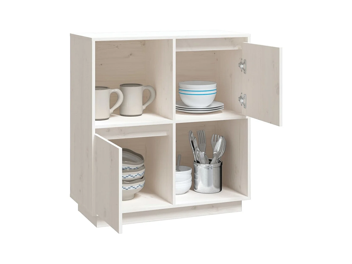 Buffet | Bahut | Meuble de rangement blanc 74x35x80 cm bois massif de pin