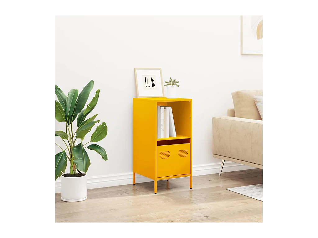 Buffet | Commode à tiroir | Meuble de rangement jaune moutarde 35x39x73,5 cm acier laminé à froid