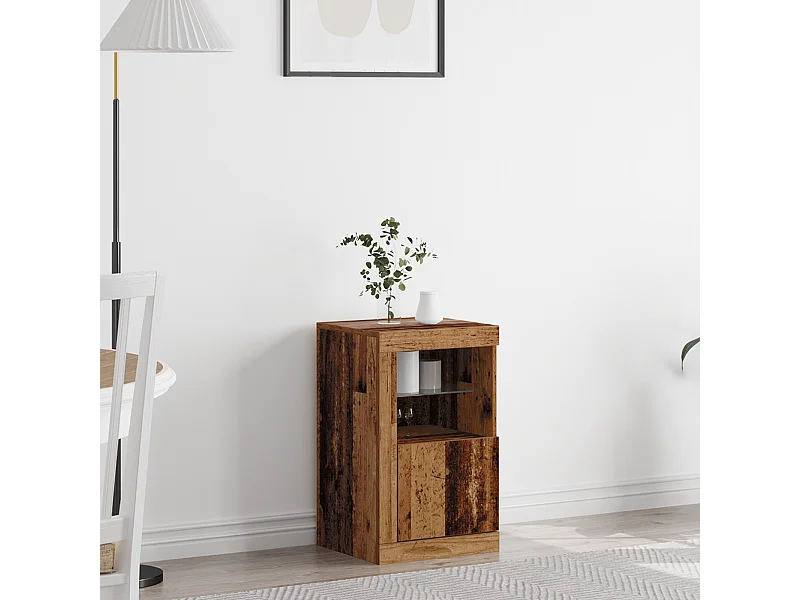 Buffet | Bahut | Meuble de rangement avec éclairage LED en bois ancien 41x37x67 cm