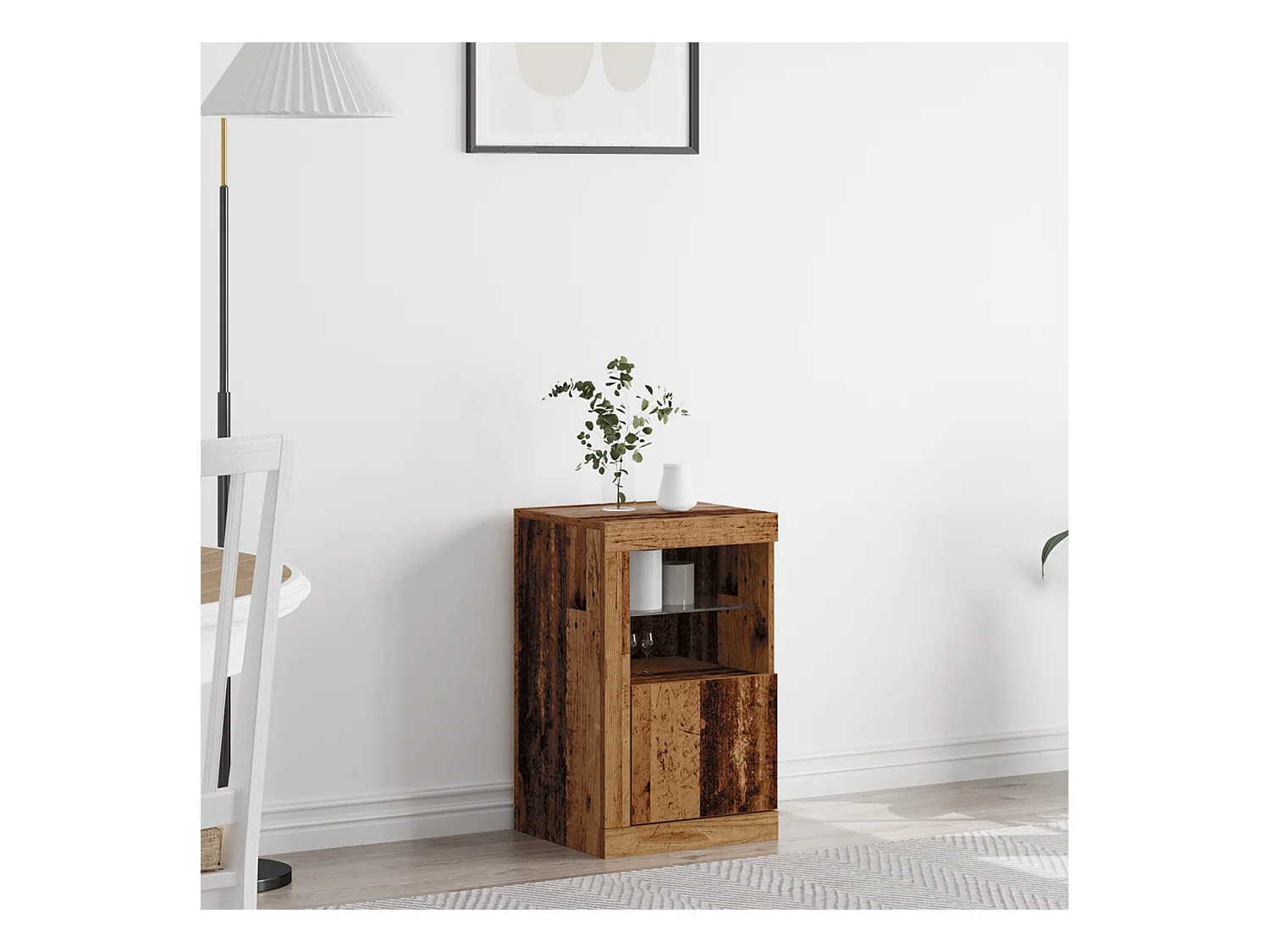 Buffet | Bahut | Meuble de rangement avec éclairage LED en bois ancien 41x37x67 cm