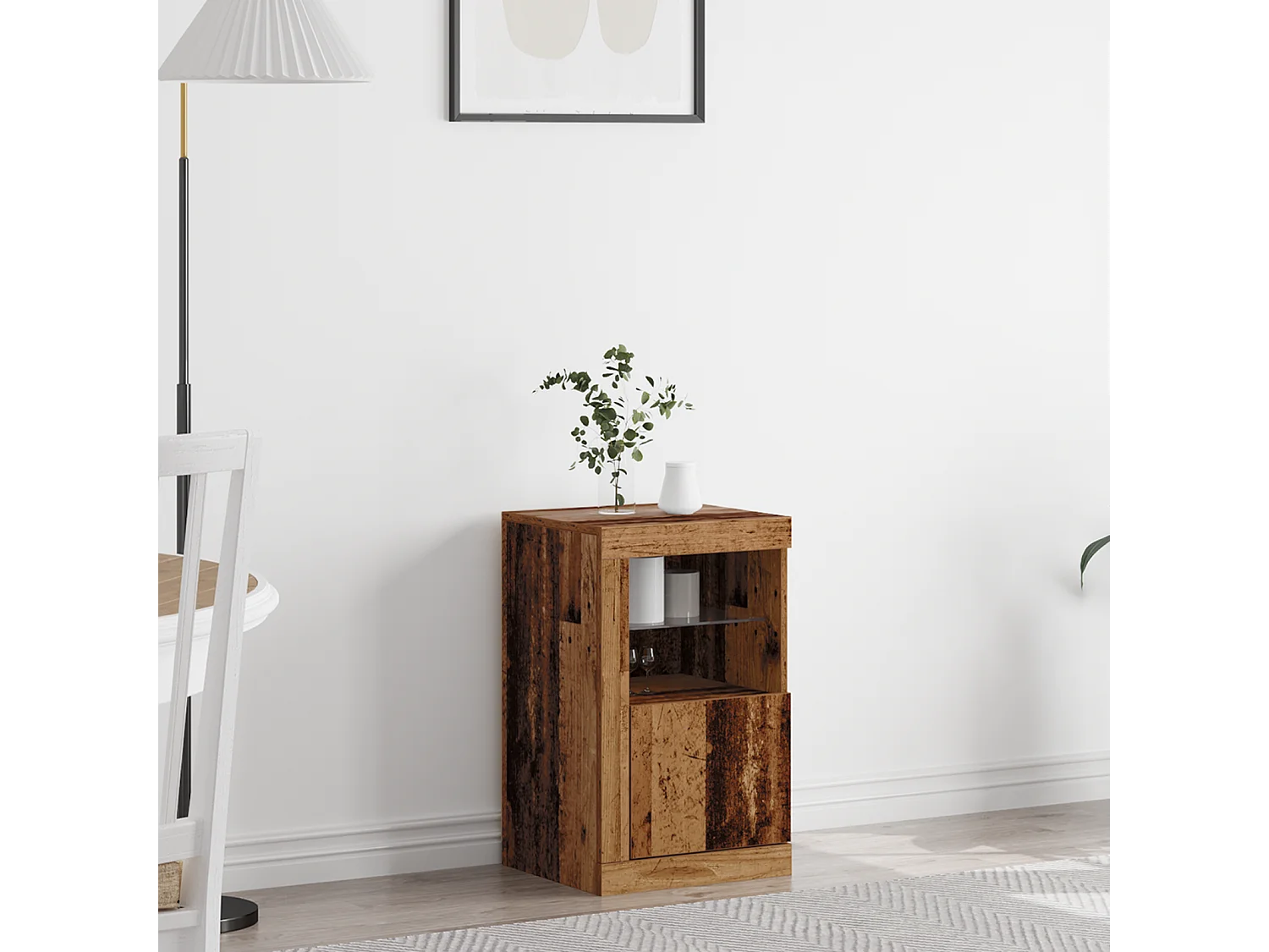 Buffet | Bahut | Meuble de rangement avec éclairage LED en bois ancien 41x37x67 cm