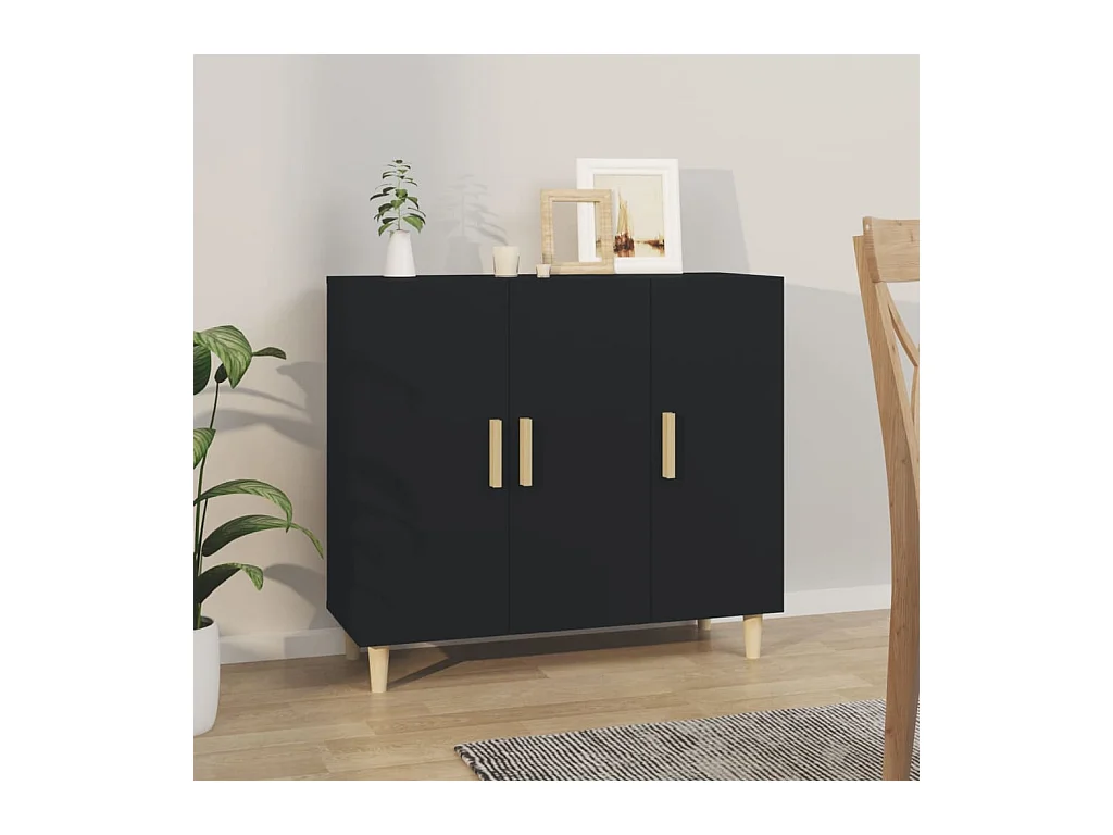 Credenza | Buffet | Armadio Nera 90x34x80 cm in Legno Multistrato