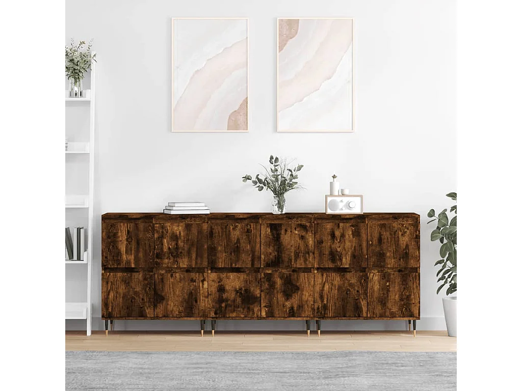 Buffets | Bahuts | Meuble de rangement 3 pcs Chêne fumé Bois d'ingénierie