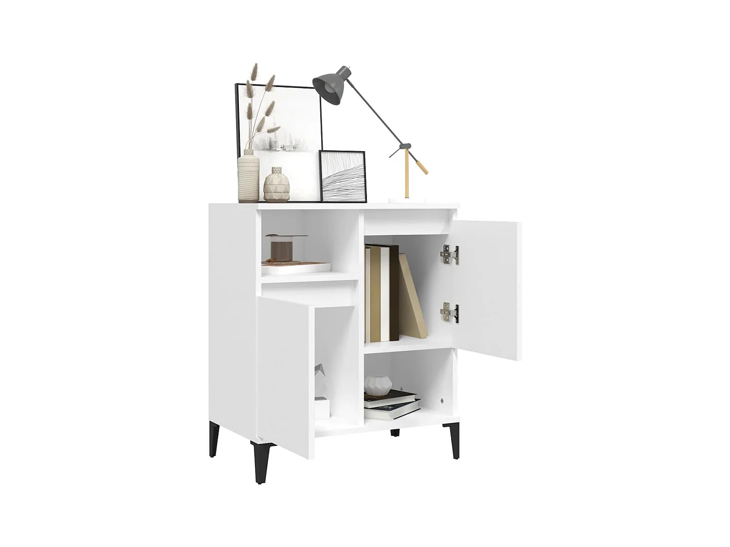 Credenza | Buffet | Armadio Bianca 60x35x70 cm in Legno Multistrato